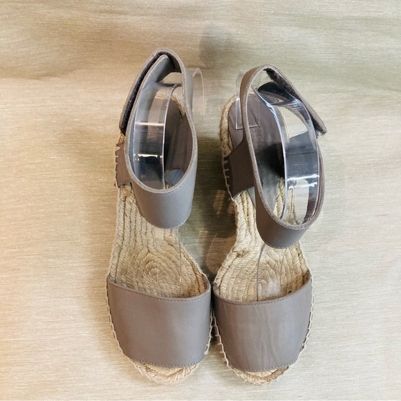 VINCE Sz 8 Sophie Leather Ankle Wrap Peep Toe Espadrille Wedges Sandals - Picture 4 of 15